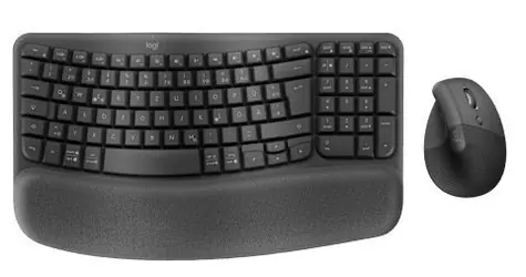 Logitech Wave Keys + Lift Combo grafitová / Bezdrátová sada klávesnice a myši / Ergonomická / US layout