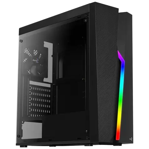 Aerocool Bolt černá / PC skříň / ATX / RGB LED / 1x USB 3.2 Gen1 / 2x USB 2.0 / Bez zdroje / průhledná bočnice
