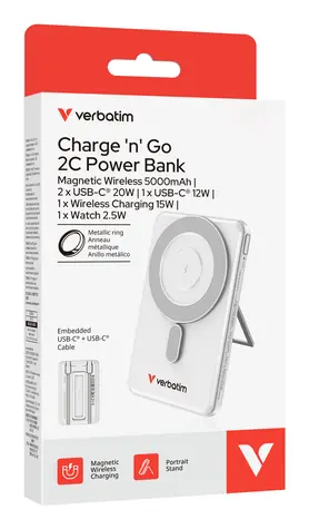 Verbatim Charge 'n' Go 5000mAh stříbrná / Powerbanka / 2x USB-C / rychlé nabíjení