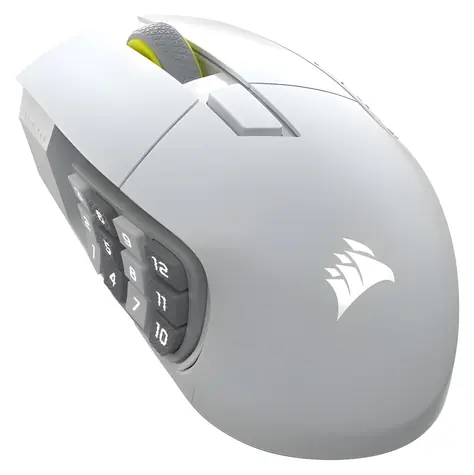 Corsair Scimitar Elite Wireless SE bílá / Bezdrátová herní myš / 26000 DPI / 16 tlačítek / BT / 2.4 GHz
