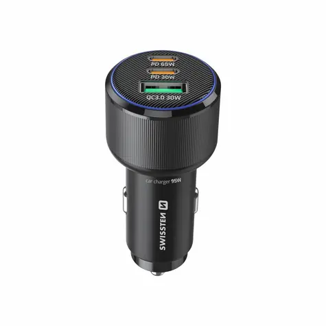 Swissten CL adaptér do auta 2x USB-C PD + USB-A černá / Autonabíječka / 95W