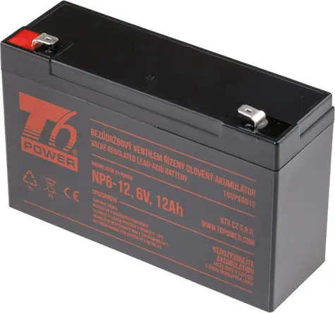 T6 Power NP6-12 / Akumulátor VRLA / 6 V / 12 Ah / Faston 6,3 mm