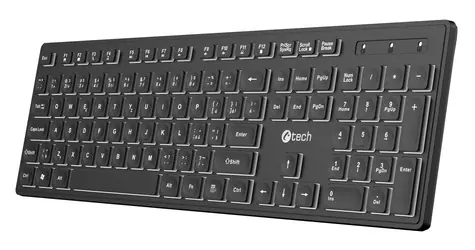 C-TECH KB-201-BL / Klávesnice / USB / Nízkoprofilová / Podsvícená / 105 kláves