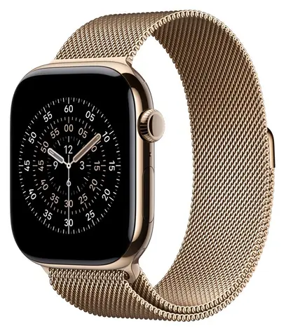 Apple Watch 46mm zlatá / Milanese Loop řemínek / M/L / 150–200 mm