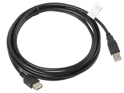 Lanberg CA-USBE-10CC-0030-BK černá / Kabel USB 2.0 / USB-A (M) - USB-A (M) / 3 m