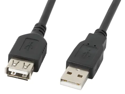 Lanberg CA-USBE-10CC-0007-BK černá / Kabel USB / USB-A na USB-A / USB 2.0 / 0,7 m