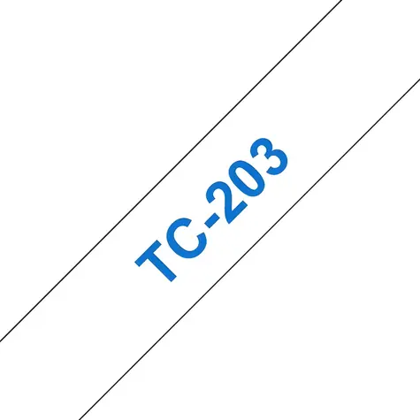 Brother TC-203 / Páska pro tiskárnu štítků / 12 mm / 7,7 m / modrý tisk na bílém podkladu / laminovaná