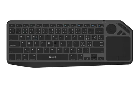 C-TECH WLTK-02 černá / Bezdrátová klávesnice s touchpadem / Bluetooth 5.0 / 2.4 GHz / USB-C