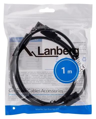 LANBERG CA-USBA-11CC-0010-BK černá / Kabel USB-A na USB-B / USB 2.0 / 1 m