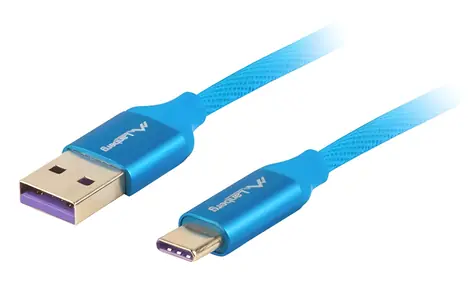 Lanberg CA-USBO-21CU-0010-BL modrá / Kabel USB / USB-A (M) - USB-C (M) / USB 2.0 / 1 m