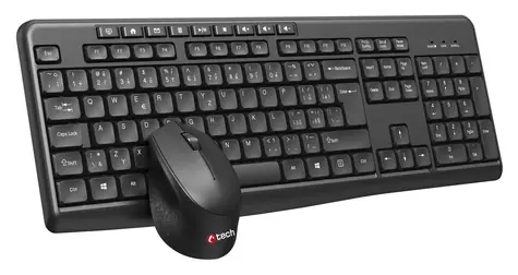 C-TECH WLKMC-04 černá / Bezdrátový combo set s myší / 2,4 GHz / CZ/SK / USB