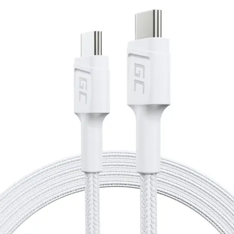 Green Cell GC PowerStream KABGC30W bílá / Kabel USB-C na USB-C / USB 3.2 Gen 1 / 1.2 m / 60 W PD