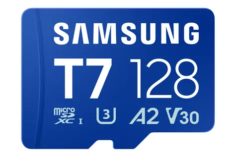 Samsung T7 128GB modrá / Micro SDXC / UHS-I U3 / V30 / A2 / čtení: 170 MB/s