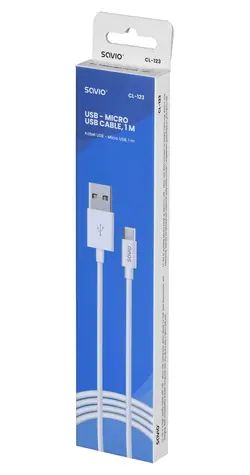 SAVIO CL-123 bílá / Kabel USB-A – Micro-USB / USB 2.0 / 480 Mbit/s / 1 m