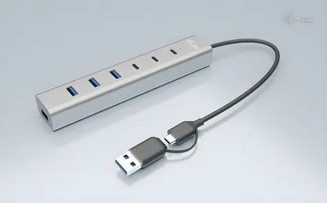i-tec USB-C+USB-A Metal Charging HUB 7 Port / USB hub / USB 3.2 Gen 1 / 4x USB-A + 3x USB-C / nabíjení 7,5 W