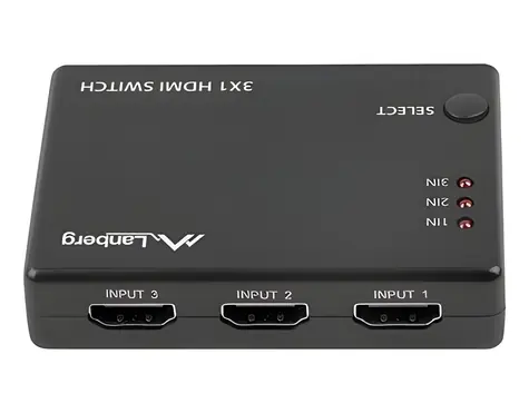 Lanberg / Přepínač HDMI / 3 IN - 1 OUT / 4K UHD / HDCP 2.2 / napájení USB