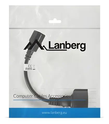 Lanberg CA-C14E-10CC-0018-BK černá / Napájecí kabel / C14 / 0,2 m