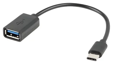 Lanberg AD-OTG-UC-01 černá / OTG kabel / USB-A (F) – USB-C (M) / USB 2.0 / 0,15 m
