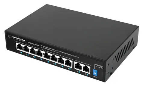 Esperanza ENS106 / Switch / 10-port 10/100 Mbps / 8x PoE+ / 96W (30W/port) / 802.3af/at