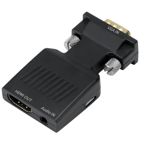 PremiumCord Převodník VGA na HDMI černá / Redukce / Full HD 1080p / audio 3,5mm jack / USB napájení