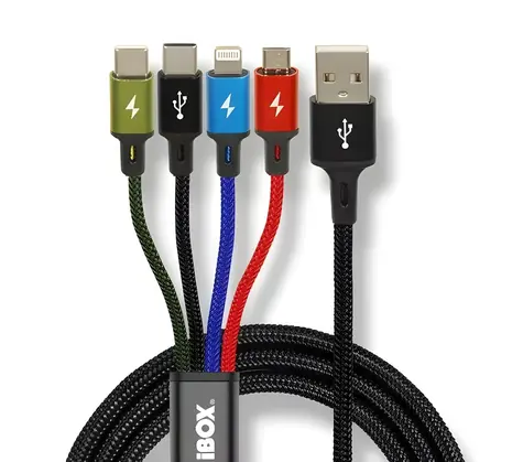 I-BOX IKUM4W1 černá / Nabíjecí kabel / 4v1 / 1,2 m / 2 A / Nylon