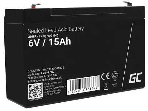 Green Cell AGM40 / Baterie / VRLA AGM / 6V / 15Ah