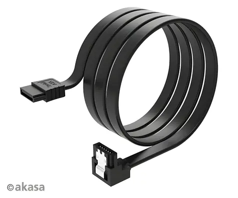 Akasa PROSLIM černá / Kabel SATA 3 / 100 cm / pravoúhlý konektor 90° / ultra-tenký