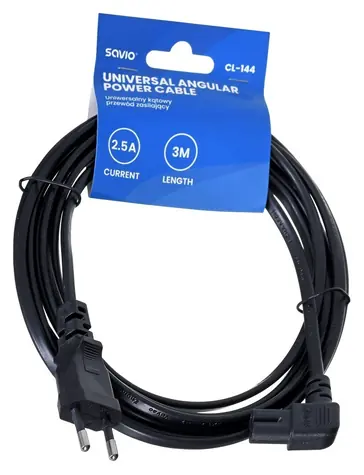 SAVIO CL-144 černá / Napájecí kabel / 3 m / lomený konektor