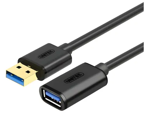 UNITEK Y-C456GBK černá / Prodlužovací kabel USB-A / USB 3.2 Gen 1 / 5 Gbps / 0,5 m