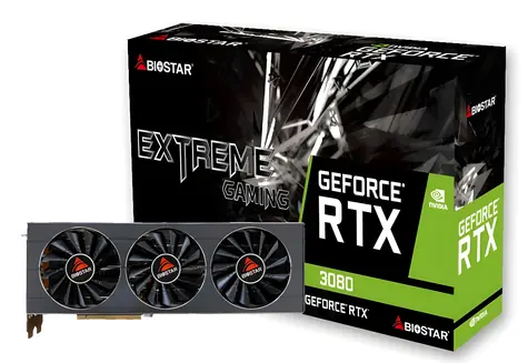 Biostar GeForce RTX 3080 10GB / Grafická karta / 1440 MHz / 10GB GDDR6X / 320-bit / 1x HDMI + 3x DP / (8+8)
