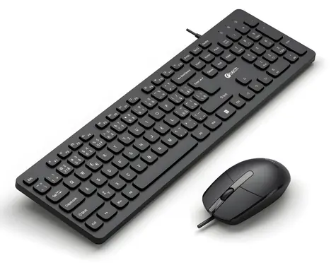 C-TECH KBM-105 černá / Drátový set klávesnice a myši / CZ/SK / USB / 105 kláves / 1200DPI