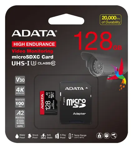 ADATA High Endurance / Micro SDXC karta / 128 GB / UHS-I U3 / Class 10 / čtení: 100 MB/s / zápis: 80 MB/s