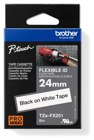 Brother TZE-FX251 bílá/černá / Páska do tiskárny štítků / 24 mm / 8 m / flexibilní