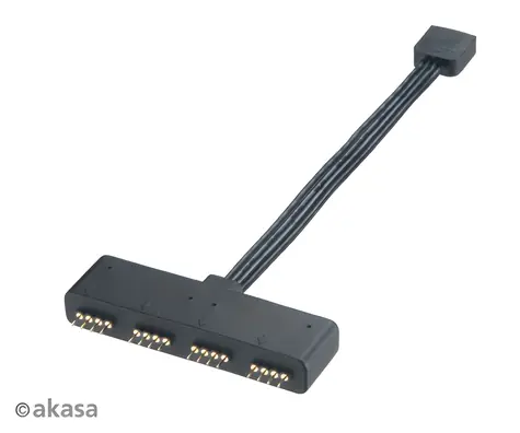 Akasa AK-CBLD02-10BK / RGB LED rozbočovač / 4-pin / 1 vstup na 4 výstupy / 10 cm
