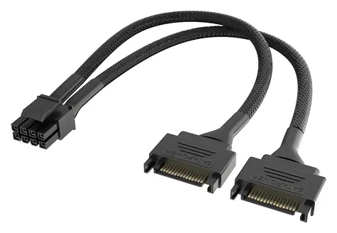 Akasa AK-CBPW33-15 / Napájecí adaptér / 2x SATA na 4+4-pin CPU / 15 cm / 18 AWG