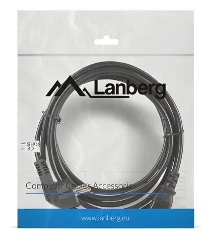 Lanberg CA-C13C-11CC-0030-BK černá / Napájecí kabel / 230V / 3 m / C13 pravoúhlý / CEE7/7