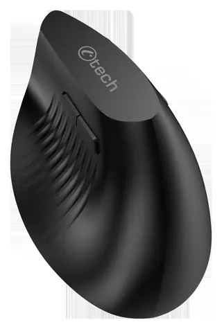C-TECH VEM-15 černá / Vertikální bezdrátová myš / 1600 DPI / 6 tlačítek / BT+2,4 GHz / USB-C