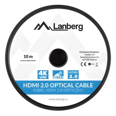 Lanberg CA-HDMI-20FB-0100-BK černá / Kabel HDMI / AOC / HDMI 2.0 / 10 m / 4K 60 Hz