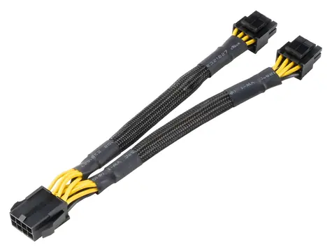 AKASA / Redukce napájení / 8-pin (F) na 2× 4+4-pin (M) / 20 cm / černá