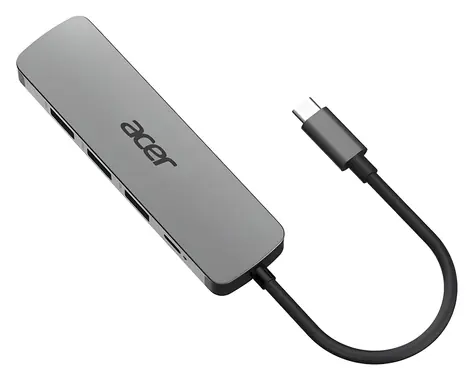Acer 5-v-1 stříbrná / USB-C hub / 3× USB-A 3.2 Gen1 / HDMI 4K 60Hz / PD 100W