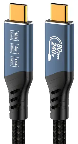 PremiumCord USB4 Ver. 2.0 80Gbps 240W 1m / Kabel USB4 / Thunderbolt 3/4