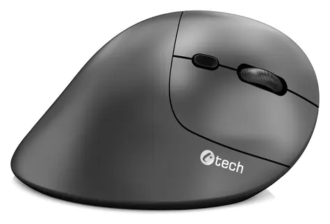 C-TECH VEM-12 černá / Vertikální bezdrátová myš / Dual mode Bluetooth/2,4 GHz / 3200 DPI / 6 tlačítek