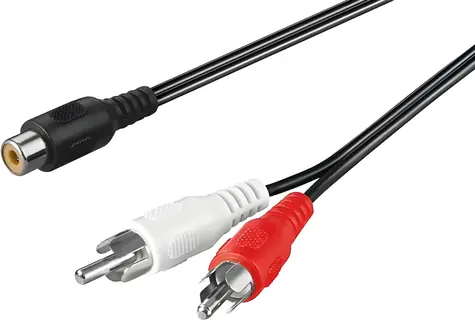 PremiumCord Kabel 1x CINCH F – 2x CINCH M / Propojovací kabel / 20 cm