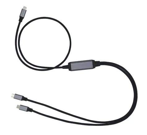 C-TECH USB-C Power Splitter černá / Rozdvojka napájení / PD 100W / 0,7 m + 2× 0,5 m