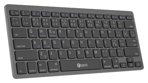 C-TECH KB-120S / Klávesnice / Bezdrátová / Bluetooth + 2,4 GHz / 78 tichých kláves