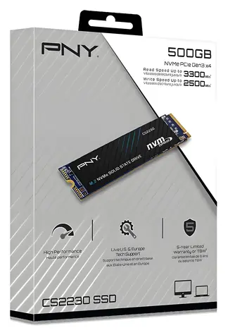 PNY CS2230 500GB / SSD / M.2 2280 / PCIe 3.0 NVMe / R:3300 MB/s / W:2500 MB/s