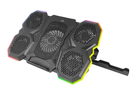 Esperanza EGC107 černá / Chladicí podložka pro notebook / 3× ventilátor 10 cm / RGB / 1 200–2 600 RPM / 5 poloh sklonu