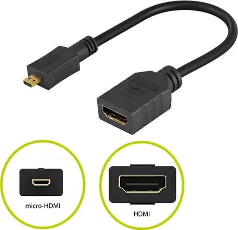 PremiumCord Flexi adaptér HDMI / Typ A samice - micro HDMI Typ D samec / ohebný