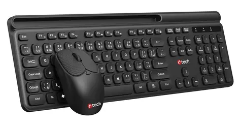 C-TECH WLKMC-05 Quallis černá / Bezdrátový combo set s myší / 2,4 GHz / CZ/SK / USB