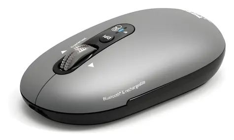 PORT CONNECT Pure MAC šedá / Bezdrátová nabíjecí myš / Bluetooth / FreeWheel / 3200 DPI